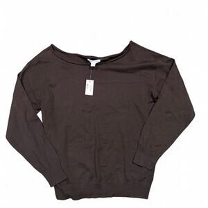 Aeropostale Womens Brown Long‎ Sleeve Boat Neck Knit Sweater Size M NWT